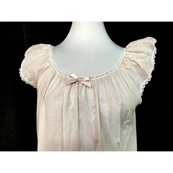 Carriage Court Vintage Pink Nightgown & Robe Set Sz S Eyelet Lace Ribbon Detail - Picture 6 of 8